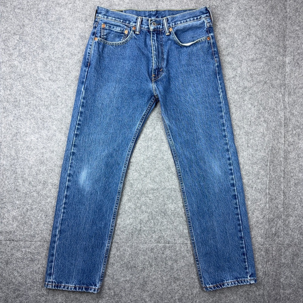 Levi's Jeans Mens 32x30 505 Blue Straight Leg Regular Faded Cotton Denim Pants
